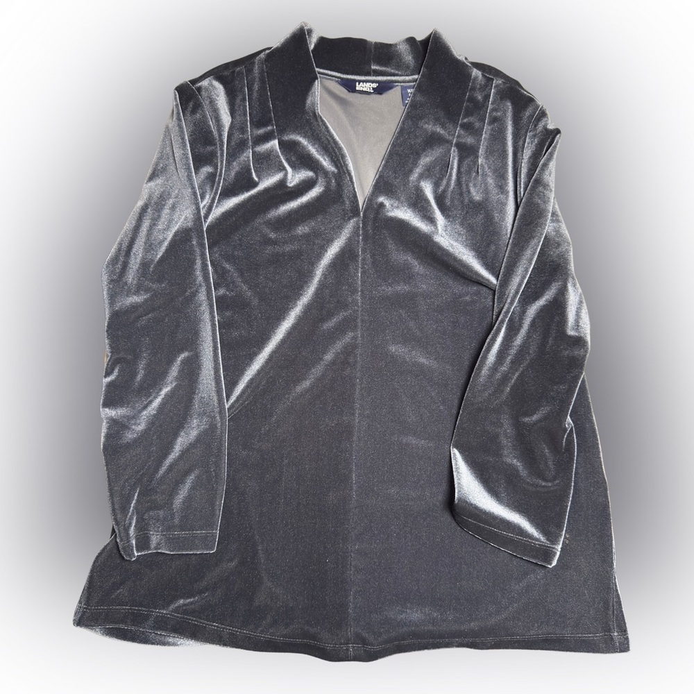 Lands' End Glossy Black Blouse